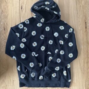Nike Women's Black Hoodie Sweatshirt Daisy Floral Print Long Sleeve Size Large
